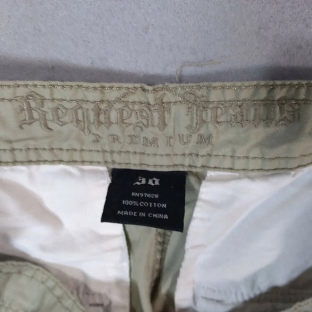 Request jeans cargo shorts men's‎ 30 X 13 khaki tan cotton long grunge outdoor